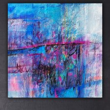 PURPLE RAIN - obraz do Salonu Sypialni Abstrakcja Fluorescencyjny 100x100 cm