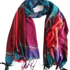 szal vintage duży wielobarwny wzory