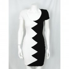 Czarno biała sukienka z lat 70-80., XS/S