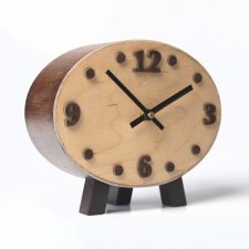 CICHY drewniany zegar stojący elipsa