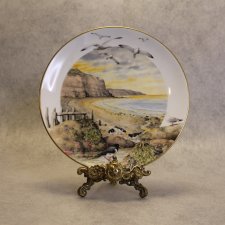 Porcelanowy Angielski Kolekcjonerski Talerz Franklin Porcelain Plate FEBRUARY On The Coast PLATE by Peter Barnett Franklin Porcelain 1979 Ocean