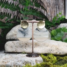 Drewniane wiszące kolczyki z żywicą / #00462