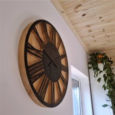 Ogromny zegar z litego drewna, 55cm, drewniany czarny