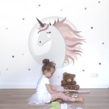 Jednorożec NAKLEJKA ŚCIENNA - M - Dekoracja pokój dziecka Fototapeta dla dziewczynki Wystrój Magiczny Koń