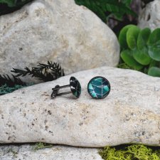 Czarne spinki do mankietów koszuli z geometrycznym wzorem / #00198