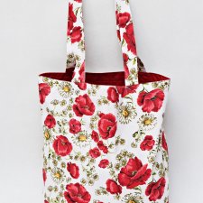 Torba na zakupy shopperka ekologiczna torba zakupowa na ramię bawełniana torba kwiaty maki