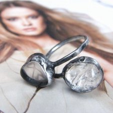 Regulowany pierścionek z miedzi: z kryształm górskim