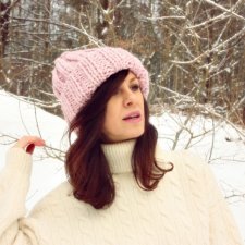 CZAPKA BEANIE Z WEŁNĄ PUDROWY RÓŻ