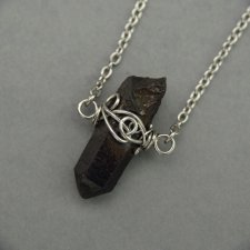 Wisiorek Talizman kryształ górski tytanowa aura, wire wrapping, stal chirurgiczna