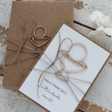 Piękna stylowa personalizowana kartka pamiątka komunii z życzeniami