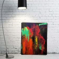 Neonowa abstrakcja- "Inercyjność" Obraz Akryl 40 x 50cm. Do nowoczesnego, minimalistycznego wnętrza. Człowiek, mężczyzna.