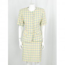 Pastelowy komplet w kratę vintage, L