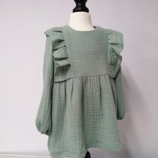 Sukienka dla dziewczynki SONIA muślinowa zielona