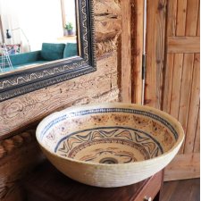 Umywalka 34 cm Hafty, umywalka nablatowa, umywalka ceramiczna, wolnostojąca, umywalka gliniana, umywalka ręcznie robiona