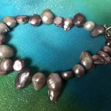 Efektowna bransoleta naturalne  perły hodowlane 18,5 rzadko spotykane barwy