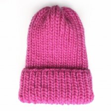 Różowa wełniana czapka Lily 100% wełna handmade ręcznie robiona