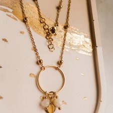 Delikatny złoty łańcuszek z kamieniami naturalnymi boho glamour