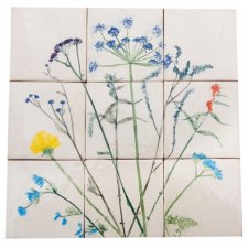 Kafle ręcznie malowane, dekor kuchenny kolorowe polne kwiaty
