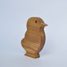 Drewniany kurczaczek 15cm, pisklę, na Wielkanoc, ozdoby wielkanocne z litego drewna dębowego, dąb