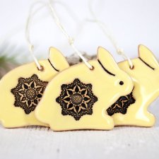 3 wielkanocne zajączki - ceramiczne ozdoby wiszące