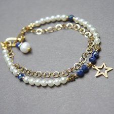 Pearls /white/ and lapis lazuli - bransoletka