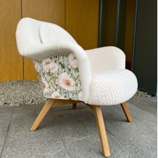 Fotel koktajlowy kubełkowy maki Boho kremowy