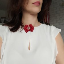 Broszka kokarda mini bordowa