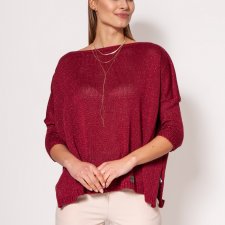 Oversize'owy sweterek - SWE040 bordo MKM