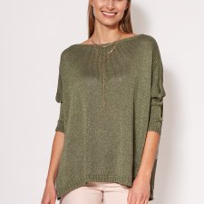 Oversize'owy sweterek - SWE040 zielony MKM