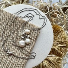 Artistic Necklace, Made in Italy ❤ Perły i srebro ❤ Delikatny naszyjnik