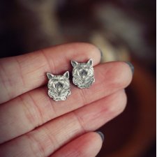 Kolczyki mini kotki sztyfty ze srebra
