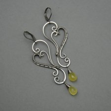 Długie kolczyki żółty chalcedon wire wrapping stal chirurgiczna