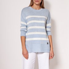 Dzianinowa bluza - SWE297 błękit/ecru MKM