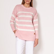 Dzianinowa bluza - SWE297 róż/ecru MKM