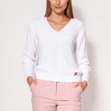 Sweter z prążkowanej dzianiny - SWE264 biały MKM