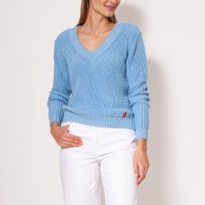 Sweter z prążkowanej dzianiny - SWE264 błękit MKM