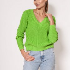 Sweter z prążkowanej dzianiny - SWE264 seledyn MKM