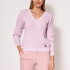 Sweter z prążkowanej dzianiny - SWE264 róż MKM