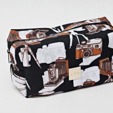 Kosmetyczka męska, duża męska kosmetyczka podróżna, saszetka etui organizer retro aparaty
