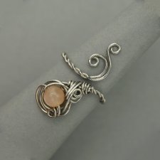Pierścionek regulowany kamień słoneczny, wire wrapping, stal chirurgiczna