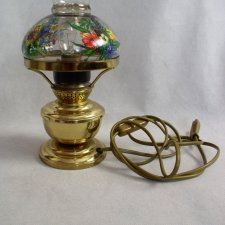 lampka nocna-mosiądz-szkło malowane-vintage
