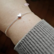 LOVE - srebro, bransoletka na łańcuszku z sercem