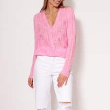 Sweter z dekoltem w serek - SWE267 baby pink MKM