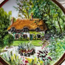 Autorska miniatura na porcelanie - Pauline B Read ❤ Sielska dolina ❤ Ręczny malunek