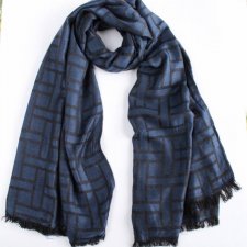 szal vintage dwustronny granatowo-czarny unisex