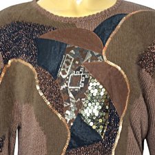 OBŁĘDNY SWETER PATCHWORK BAWEŁNA ANGORA