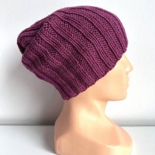 Czapka zimowa damska HELLI 100% Baby Merino 34 Wrzos - od ręki