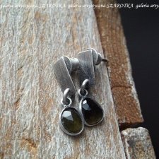 OLIVE-SILVER kolczyki z turmalinu i srebra