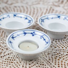Świeczniki na tealighty, 3 szt., porcelana, wzór słomkowy