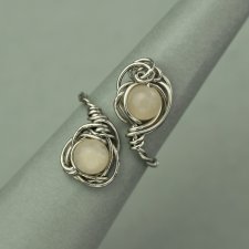 Pierścionek regulowany morganit, wire wrapping, stal chirurgiczna